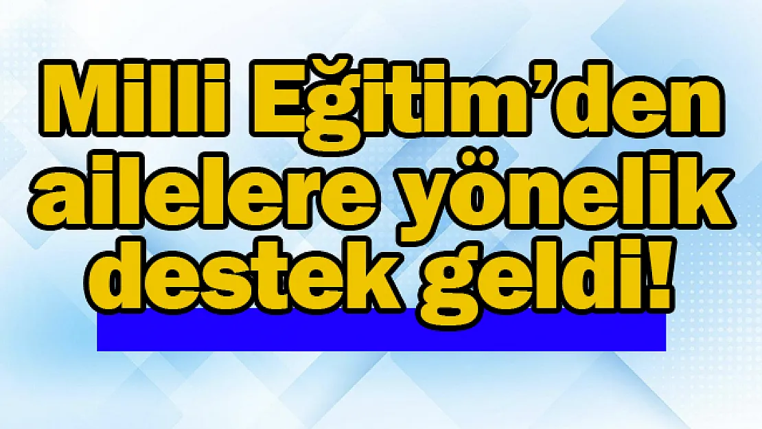 Milli Eğitim'den ailelere yönelik destek geldi!