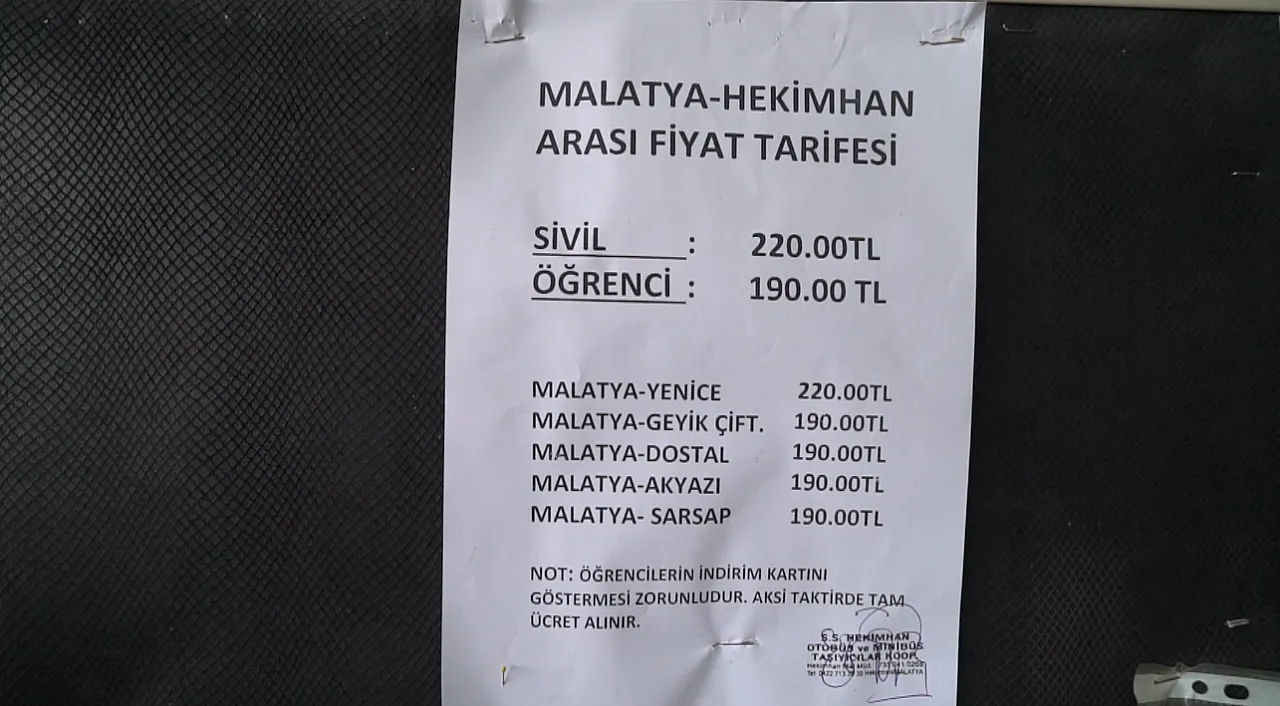 İlçelere Gitmek Lüks Oldu! Malatya'da Yeni Bilet Tarifesi Cep Yakıyor