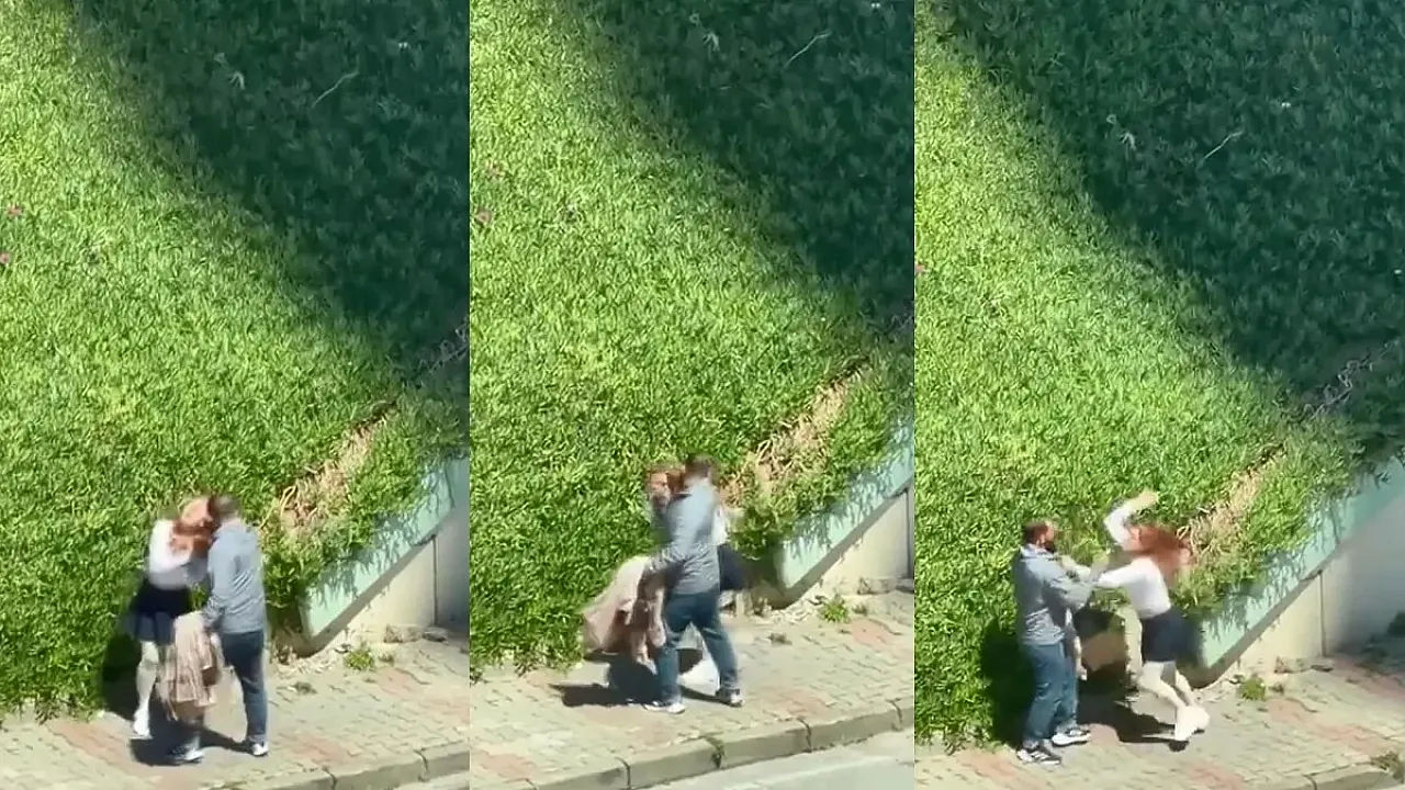 İstanbul’da Sokak Ortasında Şiddet! Zorla Götürmeye Çalıştığı Kadını Yumrukladı