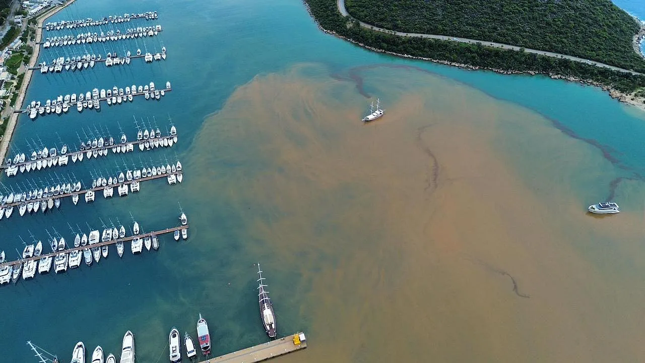 Kaş’ta Deniz İkiye Bölündü! Mavinin Yerini Kahverengi Aldı