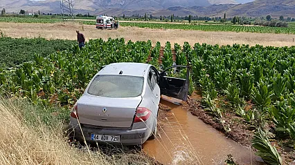 Malatya'da Kontrolden Çıkan Otomobil Tütün Tarlasına Devrildi! 3 Kişi Yaralandı