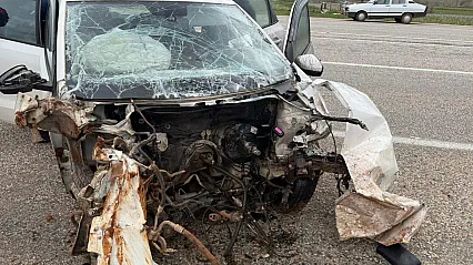 Malatya Doğanşehir'de Korkunç Kaza! Tabelaya Çarpan Araç Hurdaya Döndü