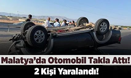 Malatya'da Kontrolden Çıkan Otomobil Takla Attı