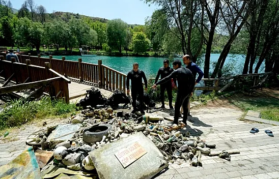 Orduzu Pınarbaşı Göleti'nden tonlarca çöp çıktı!