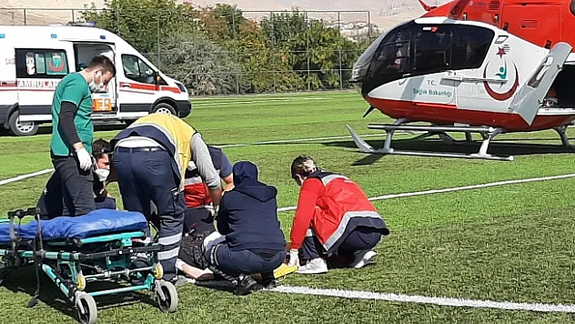 Kalp krizi geçiren adamın imdadına ambulans helikopter yetişti