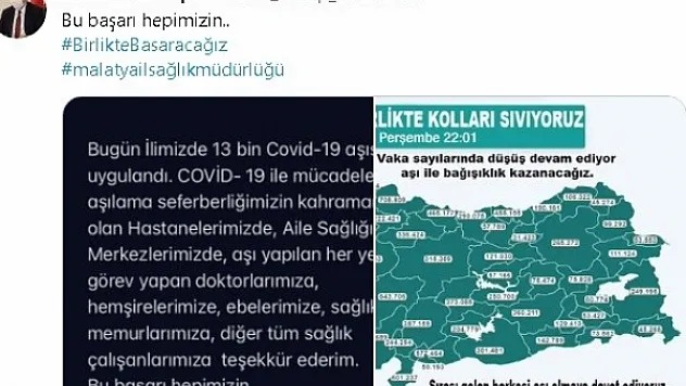Vaka sayısı en çok azalan illerden biri olan Malatya'da aşı daveti