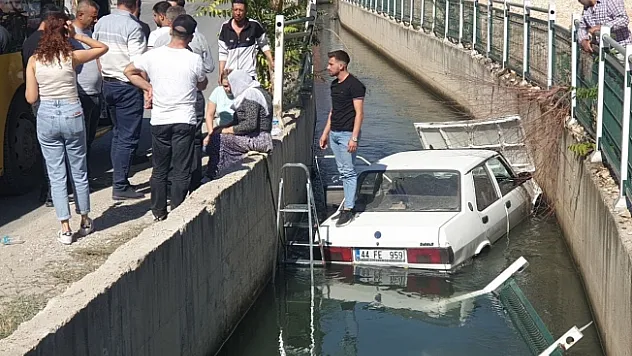 Otomobil sulama kanalına uçtu!