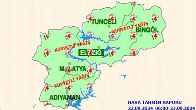 Meteorolojiden Malatya için kuvvetli yağış uyarısı
