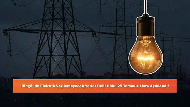 Bingöl'de Elektrik Verilemeyecek Yerler Belli Oldu: 25 Temmuz Liste Açıklandı!