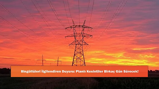 Bingöllüleri İlgilendiren Duyuru: Planlı Kesintiler Birkaç Gün Sürecek!