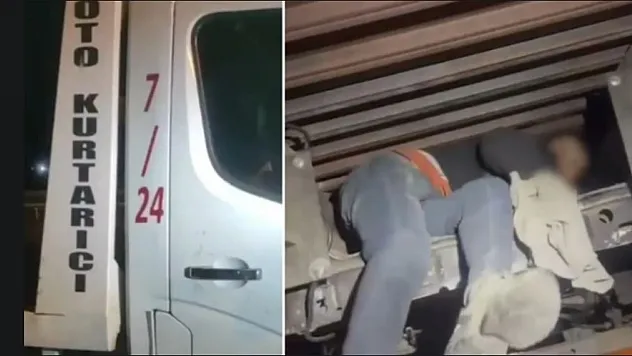 Çekicinin gizli bölmesinde 2 düzensiz göçmen yakalandı