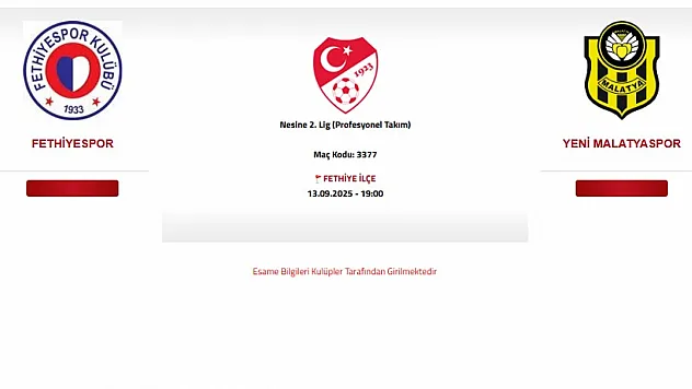 Fethiyespor - Yeni Malatyaspor Karşılaşması Canlı Yayınlanacak mı?
