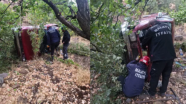 Hekimhan'da Pikap Şarampole Uçtu