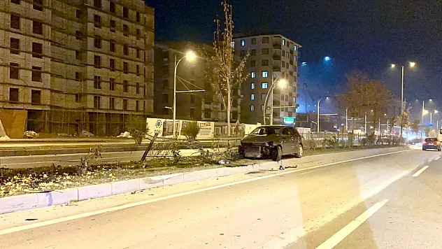 Malatya'da Köpeğe Çarpan Otomobil Refüje Savruldu