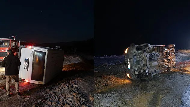 Malatya'da Mucize Kurtuluş! Devrilen Minibüsten Sağ Çıktılar