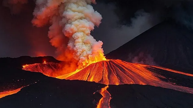 Sakurajima Yanardağı'nda Gece Yarısı Patlaması