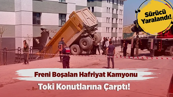 İkizce TOKİ’de Faciadan Dönüldü! Kontrolden Çıkan Kamyon Apartman Duvarına Çarptı