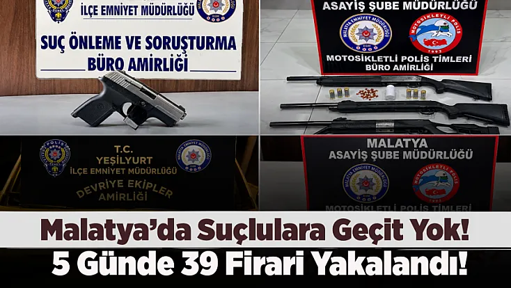 Malatya’da 5 Günlük Asayiş Bilançosu Açıklandı!