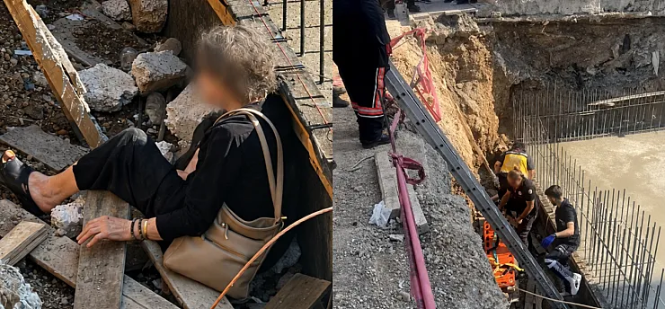 Malatya'da Kaldırımda Yürürken İnşaat Alanına Düştü!