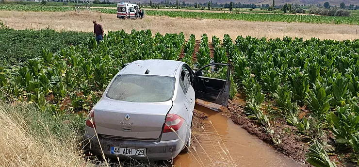Malatya'da Kontrolden Çıkan Otomobil Tütün Tarlasına Devrildi! 3 Kişi Yaralandı