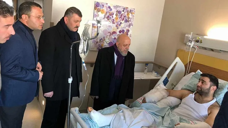 TOBB, TESK ve Hak-İş başkanlarından yaralı depremzedelere ziyaret