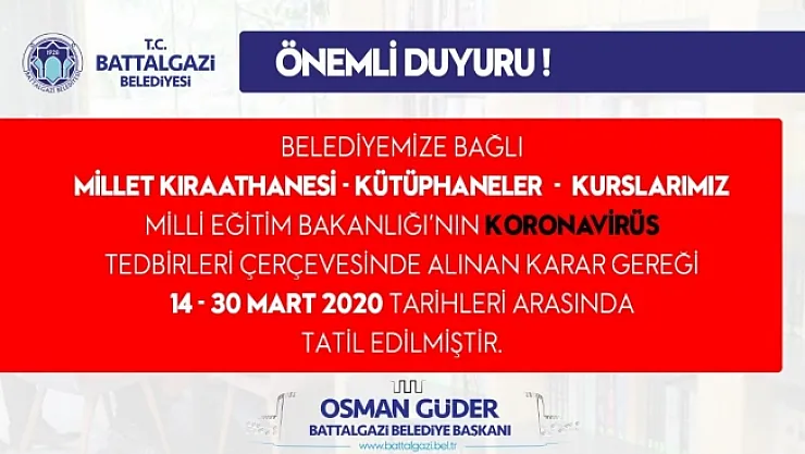 Korona virüs nedeniyle millet kıraathanesi, kütüphaneler ve kurslar kapatıldı!..