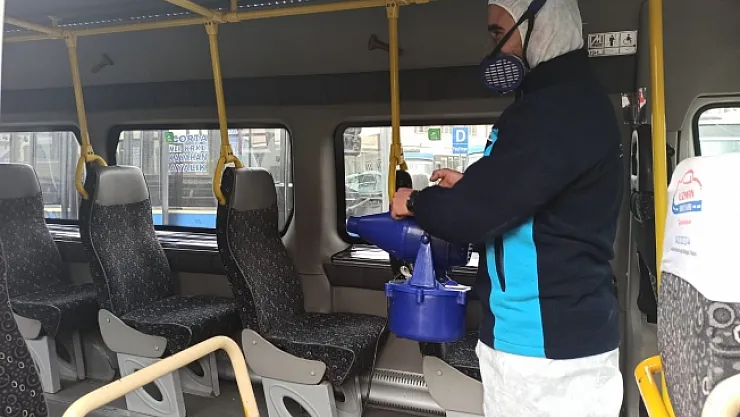 Malatya'da toplu taşıma araçları dezenfekte ediliyor