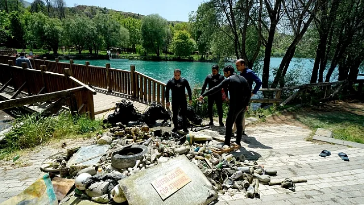 Orduzu Pınarbaşı Göleti'nden tonlarca çöp çıktı!