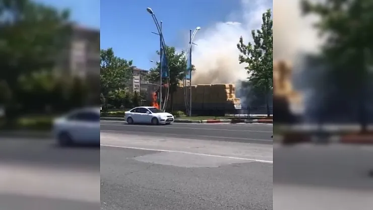 Saman yüklü tır alevlere teslim oldu