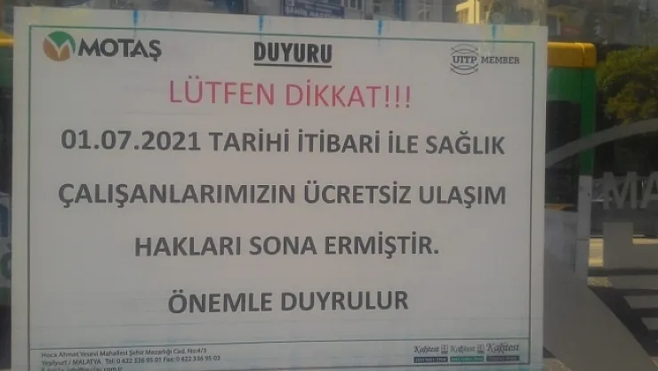 Sağlık çalışanlarının ücretsiz ulaşım hakları sona erdi