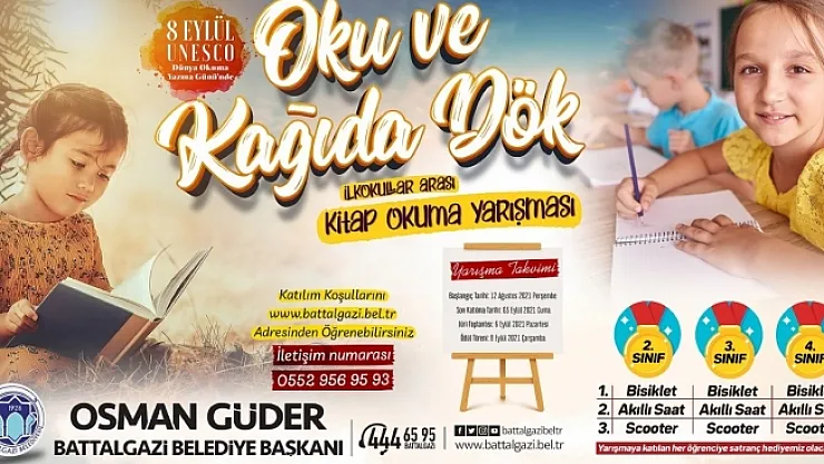Battalgazi'de ödüllü kitap okuma yarışması