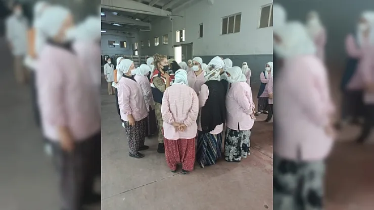 Kayısı işçisi kadınlara KADES anlatıldı