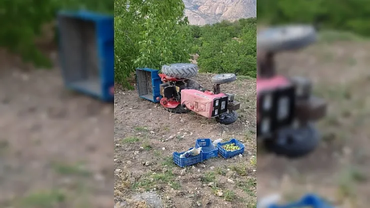 Kontrolden çıkan traktör devrildi: 2 yaralı