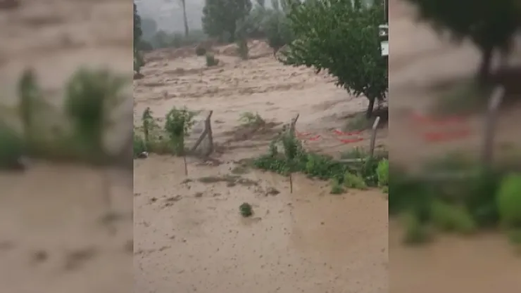 Malatya'da taşan dere sele neden oldu, o anlar kamerada