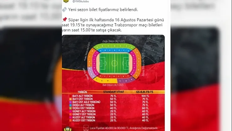 Yeni Malatyaspor'da yeni sezon bilet fiyatları belirlendi