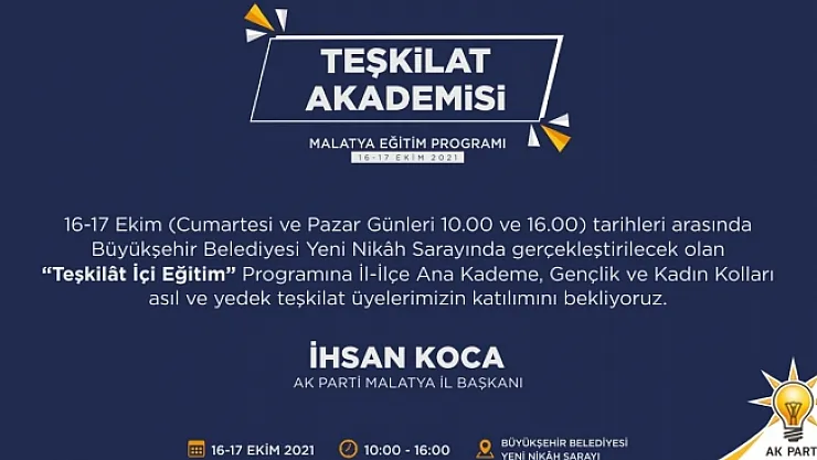 AK Parti Malatya'da 'Teşkilât İçi Eğitim'