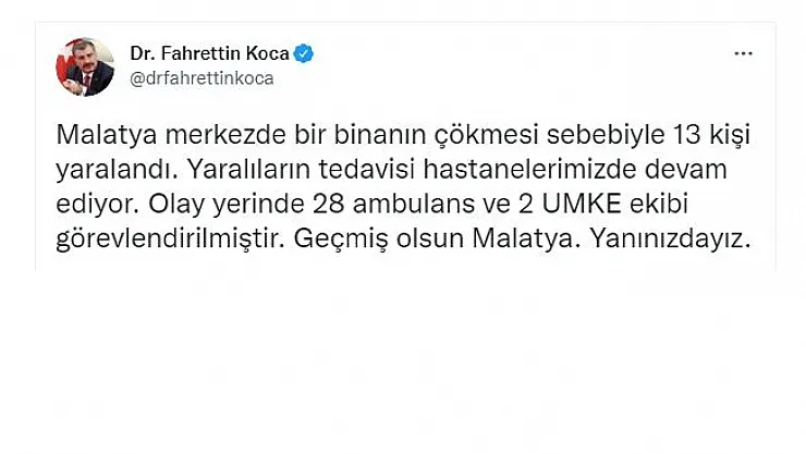 Koca: 28 ambulans ve 2 UMKE ekibi görevlendirildi