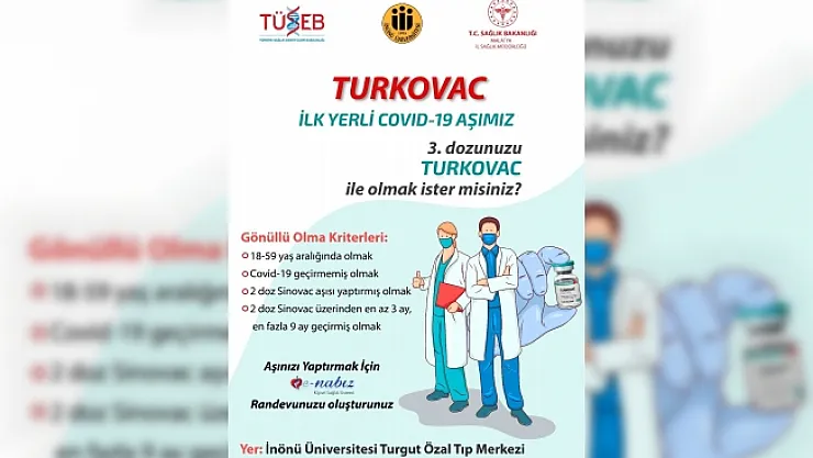 Özal Tıp Merkezi'nde Turkovac aşısı yapılmaya başlandı