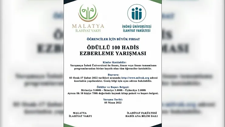 Ödüllü hadis ezberleme yarışması