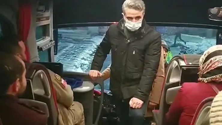 Vali otobüslere binip yolcuları indirdi