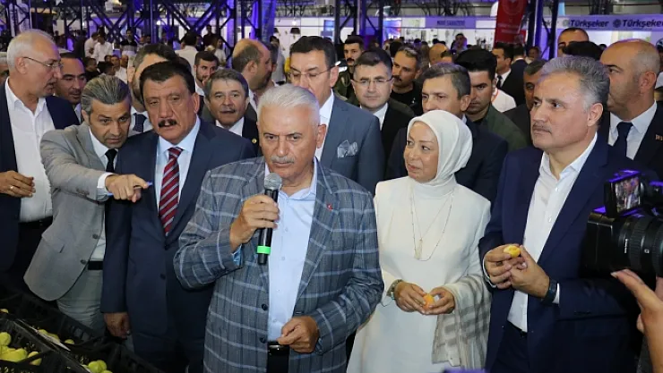 Binali Yıldırım en güzel kayısıların standını gezdi