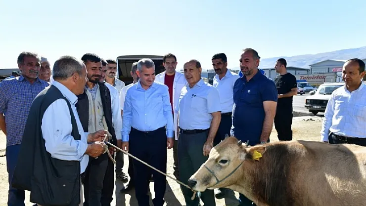 Çınar, canlı hayvan pazarını ziyaret edip, üreticilerle bir araya geldi