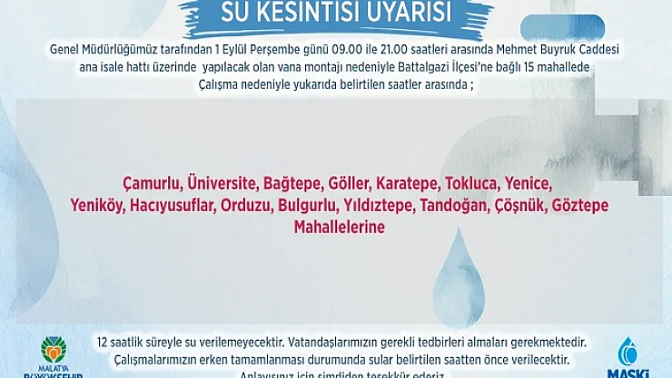 MASKİ uyardı! 15 mahallede su kesintisi…