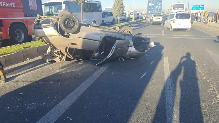 Takla atan otomobilin sürücüsü yaralandı