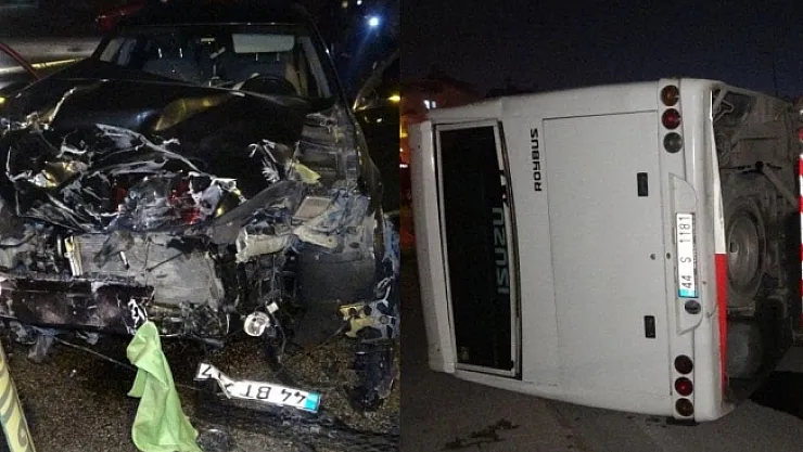 İşçi servisi ile otomobil çarpıştı: 12 yaralı!