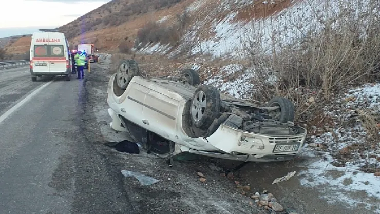 Kontrolden çıkan otomobil takla attı: 2 yaralı