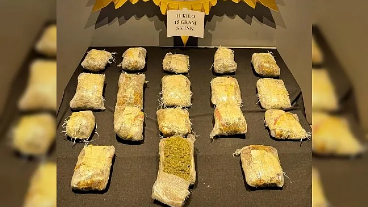 Malatya'da 11 kilo 15 gram skunk ele geçirildi