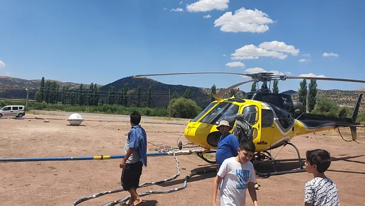 Malatya yolunda helikopterle maden araştırması yapılıyor