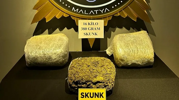 Malatya'da 16 kilo skunk ele geçirildi: 3 şahıs tutuklandı