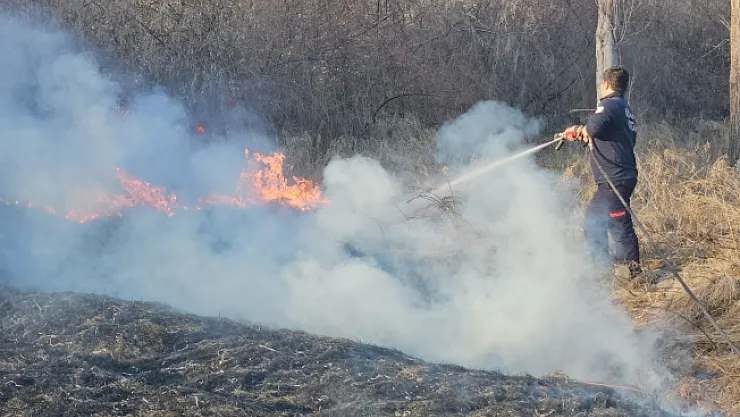 Darende'de sazlık alanda yangın